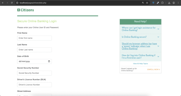 Citizen Bank Scam Page Non-Red Fully Responsive Both Mobile and Laptop - Image 2